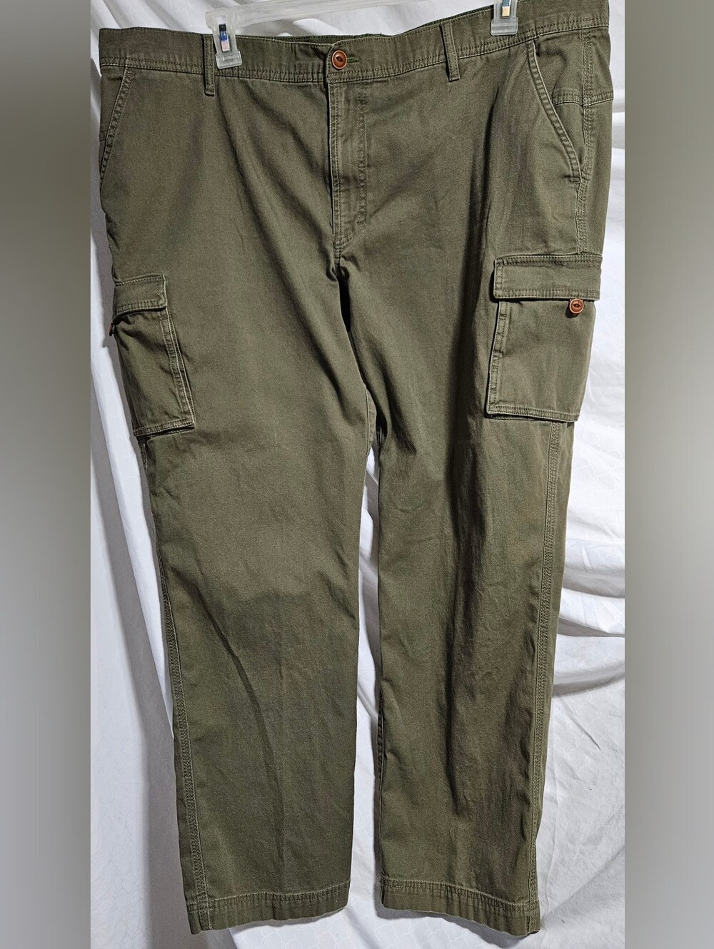 LL BEAN Olive Green Flex Standard Fit CARGO Field WORK PANTS 43"W×29.5 (Mb4L)